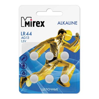 Лот: 22144472. Фото: 1. Элем.пит.MIREX AG13 / LR44 1,5V... Батарейки, аккумуляторы, элементы питания