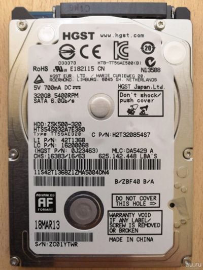 Лот: 8221860. Фото: 1. Жесткий диск 2.5" HGST (Hitachi... Жёсткие диски (HDD)