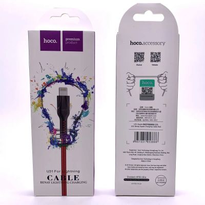 Лот: 22150226. Фото: 1. Кабель HOCO U31 Lighting 1m (Black... Дата-кабели, переходники