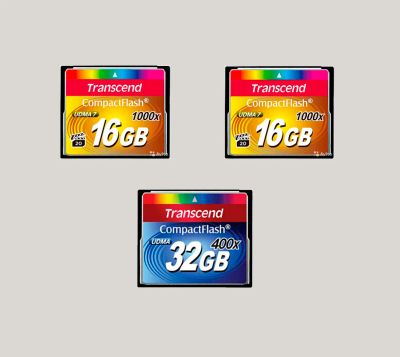 Лот: 6904432. Фото: 1. Сет из трех Transcend CF 32gb... Карты памяти