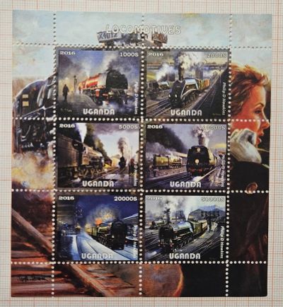 Лот: 25745242. Фото: 1. Марки: Уганда. 2015. Поезда (ПБ... Марки