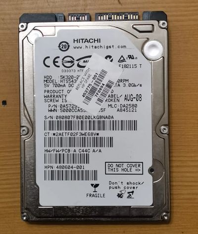 Лот: 21069223. Фото: 1. HDD Hitachi 250 Gb, для ноутбуков... Жёсткие диски