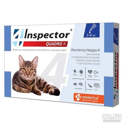 Лот: 16451099. Фото: 1. Инспектор INSpector QUAdro K капли... Лекарства для животных, ветеринарные препараты