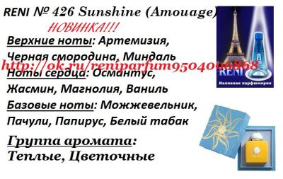 Лот: 7144548. Фото: 1. Reni 426 Аромат направления amouage... Женская парфюмерия