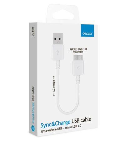Лот: 4754083. Фото: 1. USB 3.0 Data Cable Deppa micro... Дата-кабели, переходники