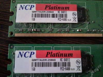Лот: 1204910. Фото: 1. NCP DDR 2 PC-6400 2ШТ. ПО 1GB. Оперативная память