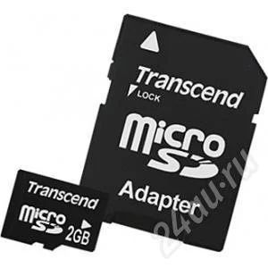 Лот: 541168. Фото: 1. micro - SD Transcend 2Gb с адаптером. USB-флеш карты
