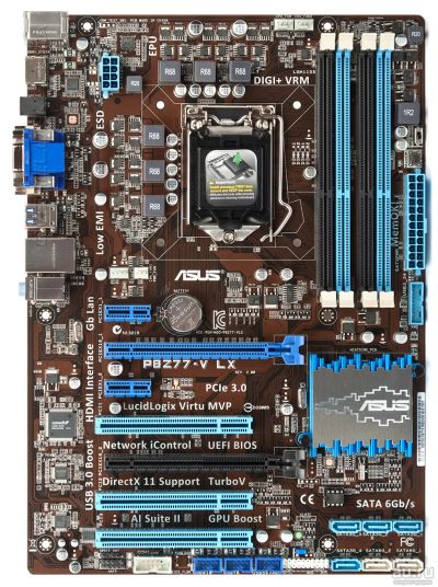 Лот: 16768300. Фото: 1. Asus P8Z77-V LX (Z77 чипсет/ 4xDDR3... Материнские платы