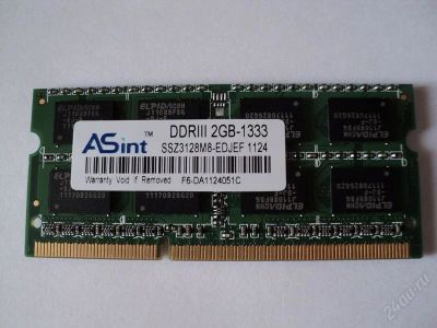 Лот: 1365725. Фото: 1. Модуль памяти Asint DDR3-SODIMM-2048Mb-204pin-1333MHz-10600Mbit... Оперативная память