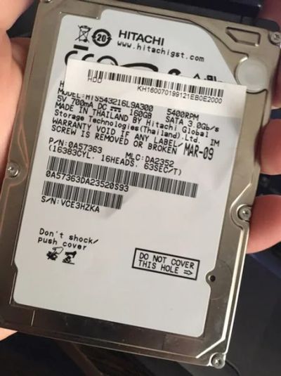 Лот: 8016752. Фото: 1. HDD для ноутбука Hitachi 160gb... Жёсткие диски (HDD)