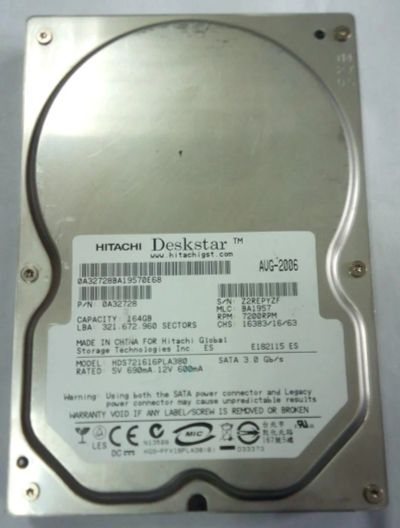 Лот: 8090961. Фото: 1. Жесткий диск SATA Hitachi HDS721616PLA380... Жёсткие диски (HDD)