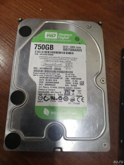 Лот: 15230007. Фото: 1. WD Green (WD7500AADS) 750GB Неисправен... Жёсткие диски (HDD)