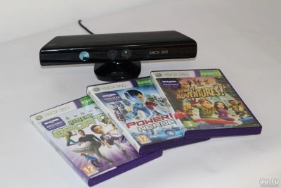 Лот: 9972369. Фото: 1. Kinect для XBox 360 + 3 игры. Аксессуары для игровых приставок, консолей, геймпады