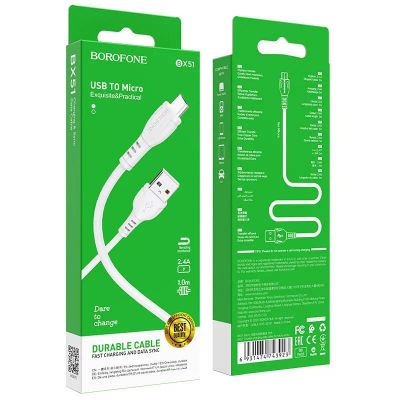 Лот: 22147607. Фото: 1. Кабель BOROFONE microUSB BX-51... Дата-кабели, переходники