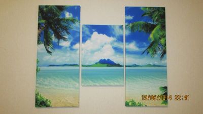 Лот: 4227294. Фото: 1. Модульная картина море и пальмы. Другое (картины, панно)