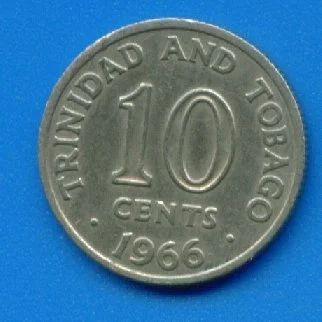 Лот: 9651812. Фото: 1. Тринидад и Тобаго 10 центов 1966... Америка