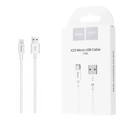 Лот: 22150885. Фото: 1. Кабель HOCO X23 MicroUSB 1m (White... Дата-кабели, переходники