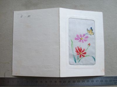 Лот: 19301806. Фото: 1. Открытка рисунок по шелку Бабочка... Открытки, конверты
