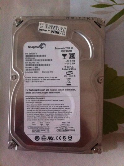 Лот: 4342405. Фото: 1. HDD 250Gb. Жёсткие диски (HDD)