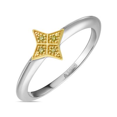 Лот: 24650915. Фото: 1. Кольцо с цветными бриллиантами. Кольца, перстни