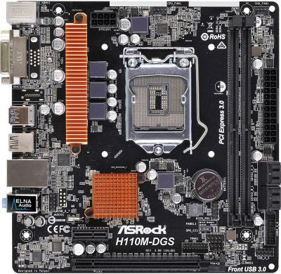 Лот: 14585568. Фото: 1. Мат.плата S1151 ASRock H110M-DGS... Материнские платы