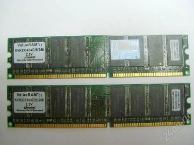 Лот: 112066. Фото: 1. 2 планки по 256Mb Kingston DDR... Оперативная память
