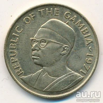 Лот: 9476931. Фото: 1. Гамбия 10 бутут 1971 год. Президент... Африка