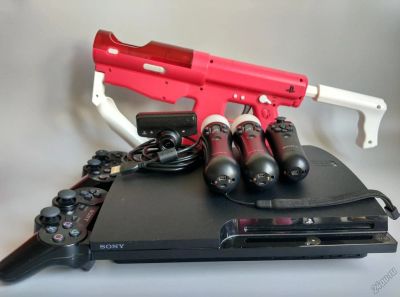 Лот: 5934471. Фото: 1. PS3 Slim + 18 игр + Автомат... Игровые приставки, консоли