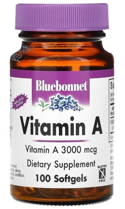 Лот: 19197194. Фото: 1. Bluebonnet Vitamin A (3000mcg... Спортивное питание, витамины