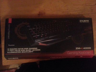 Лот: 5626854. Фото: 1. Zalman ZM-K400G Black USB (с синей... Клавиатуры и мыши