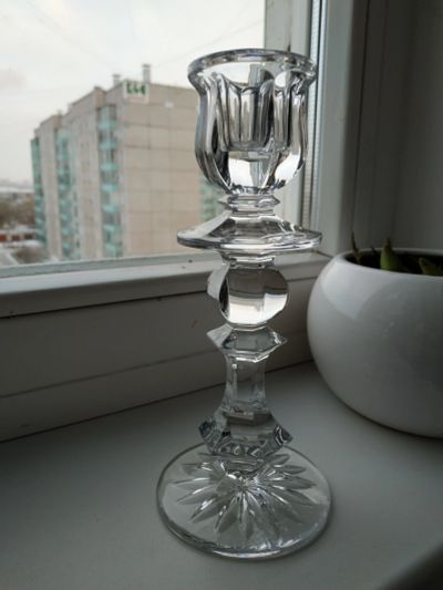 Лот: 18400013. Фото: 1. Подсвечник хрустальный высота... Подсвечники, канделябры