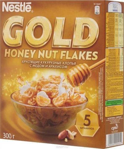 Лот: 10591003. Фото: 1. Готовый завтрак Nestle Gold Honey... Готовые блюда