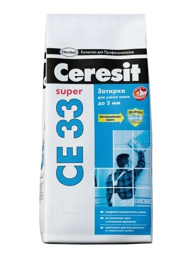 Лот: 7093182. Фото: 1. Затирка СЕ33 белый 2кг Ceresit... Смеси, шпатлевки, цемент