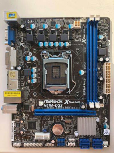 Лот: 20351076. Фото: 1. MB ASRock H61M-DGS (iH61). Материнские платы