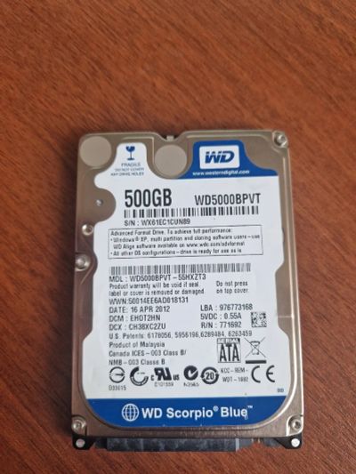 Лот: 21393670. Фото: 1. Жесткий диск 2.5" WD5000BPVT 500... Жёсткие диски (HDD)