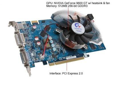 Лот: 4687107. Фото: 1. Gigabyte GeForce 9600 GT 512Mb... Видеокарты