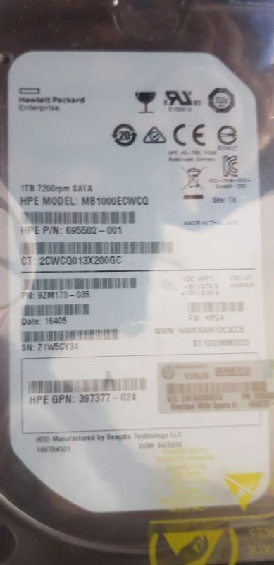 Лот: 19608023. Фото: 1. HDD 1Tb HP MB1000ECWCQ 7200 SAS. Жёсткие диски (HDD)