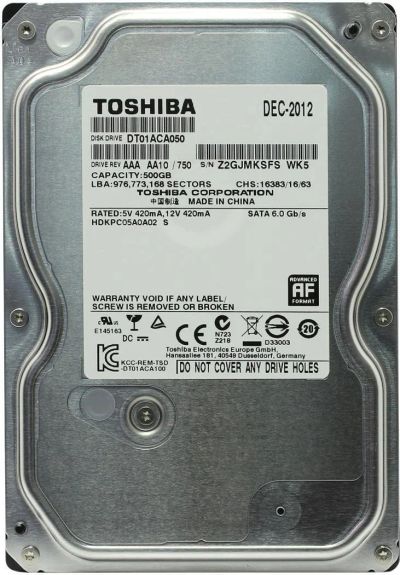 Лот: 9218099. Фото: 1. Жесткий диск HDD 500Gb Toshiba... Жёсткие диски
