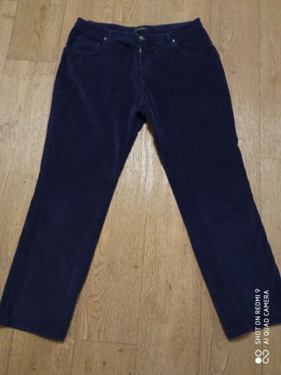 Лот: 19872085. Фото: 1. Штаны брюки джинсы синие бархатные... Брюки, шорты