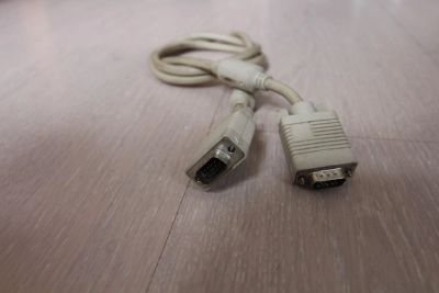 Лот: 7183409. Фото: 1. Кабель VGA 12 pin male-male серый... Шлейфы, кабели, переходники