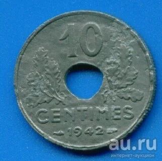 Лот: 9650130. Фото: 1. Франция 10 сантимов 1942 (424). Европа