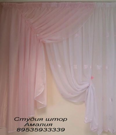 Лот: 3945437. Фото: 1. Штора для кухни "Розовая". Шторы, тюль