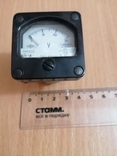 Лот: 24790302. Фото: 1. Вольтметр М4203 0-30В. 40х40 мм. Головки измерительные, индикаторы