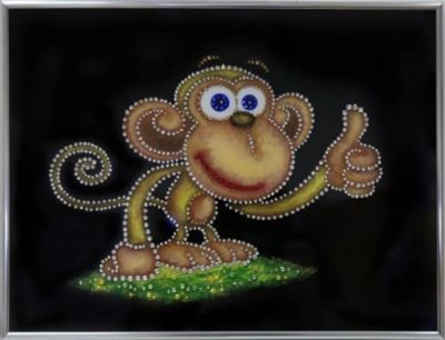Лот: 21290326. Фото: 1. Картина Веселая обезьяна с кристаллами... Другое (сувениры, подарки)