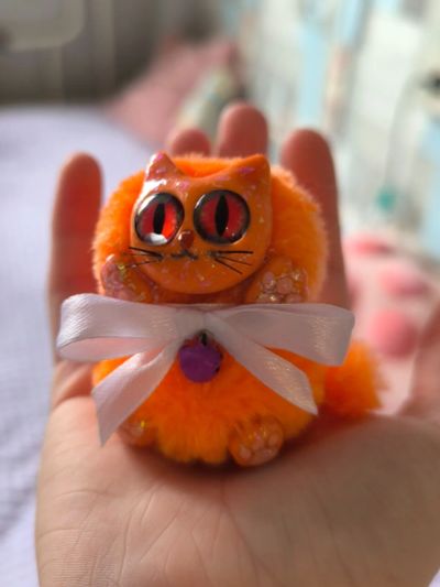 Лот: 24583052. Фото: 1. Интерьерный мини котик игрушка. Авторские куклы, игрушки, поделки
