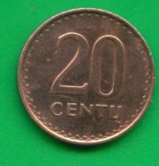Лот: 9974416. Фото: 1. Литва 20 центов 1991 (613). Страны СНГ и Балтии