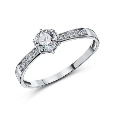 Лот: 23886955. Фото: 1. Серебряное кольцо с фианитами. Кольца, перстни
