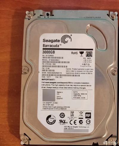 Лот: 24664460. Фото: 1. Жесткий диск Seagate 3 Тб нерабочий. Жёсткие диски (HDD)
