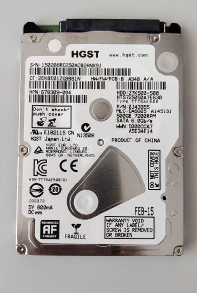 Лот: 20725244. Фото: 1. Жесткий диск HGST 500 Gb. Жёсткие диски (HDD)