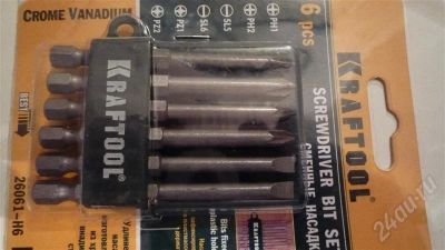 Лот: 362325. Фото: 1. биты 1\4 6шт 75мм крафтол германия. Расходные материалы, сменные насадки